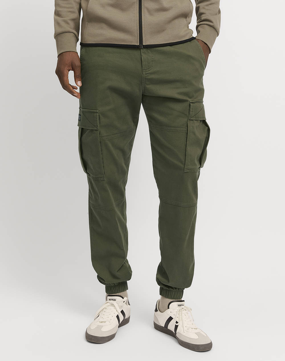 Jack&Jones Jpstkane Jonnie Cuffed Cargo Track Men Clothes Trousers Cargo Olive Cotton,Elastic 12268261 Olive Night Male Cargo
