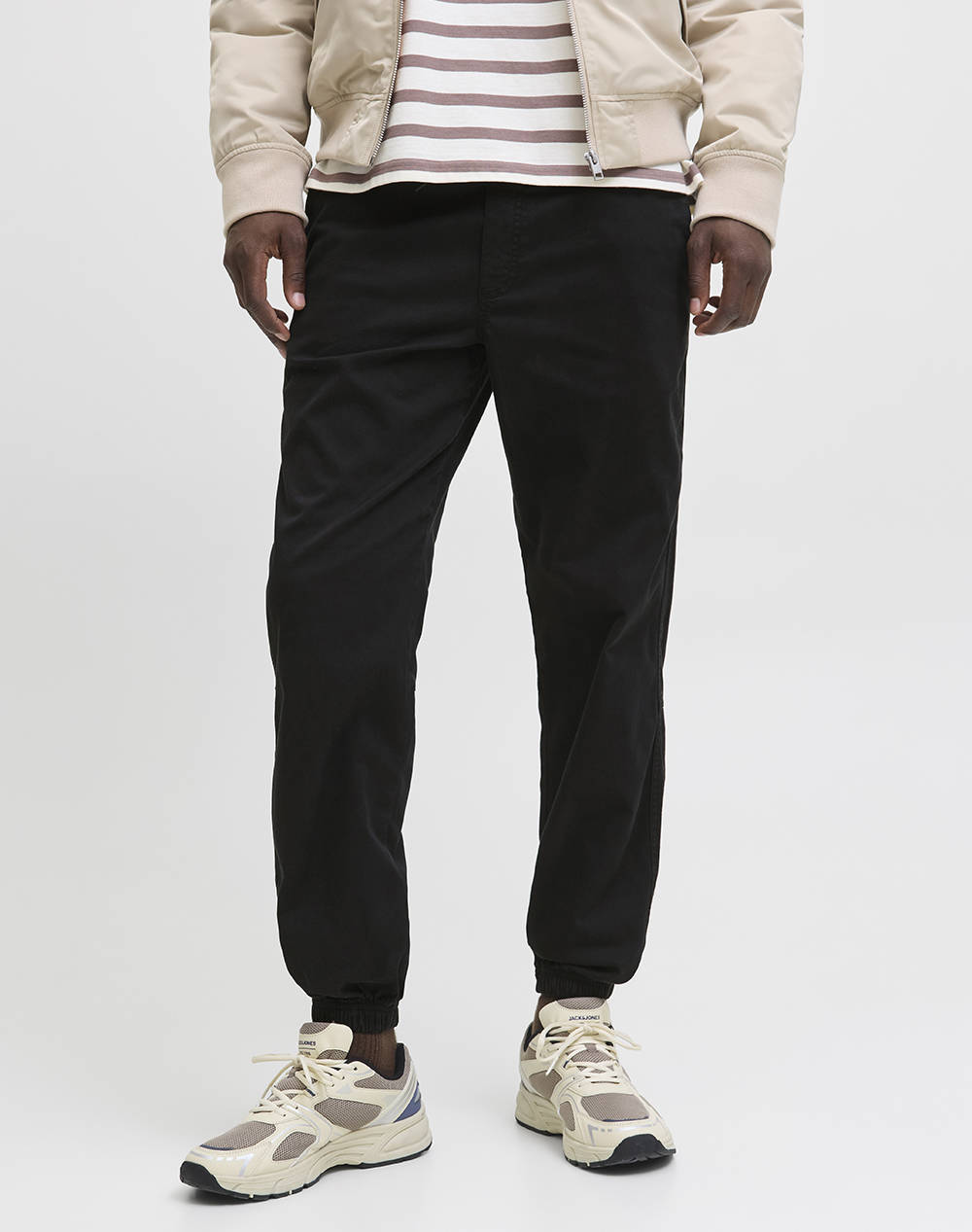 Jack&Jones Jpstkane Troy Cuffed Jogger Sn Men Clothes Trousers Sweat Pants Black Cotton 12278949 Black Male Sweat Pants Black