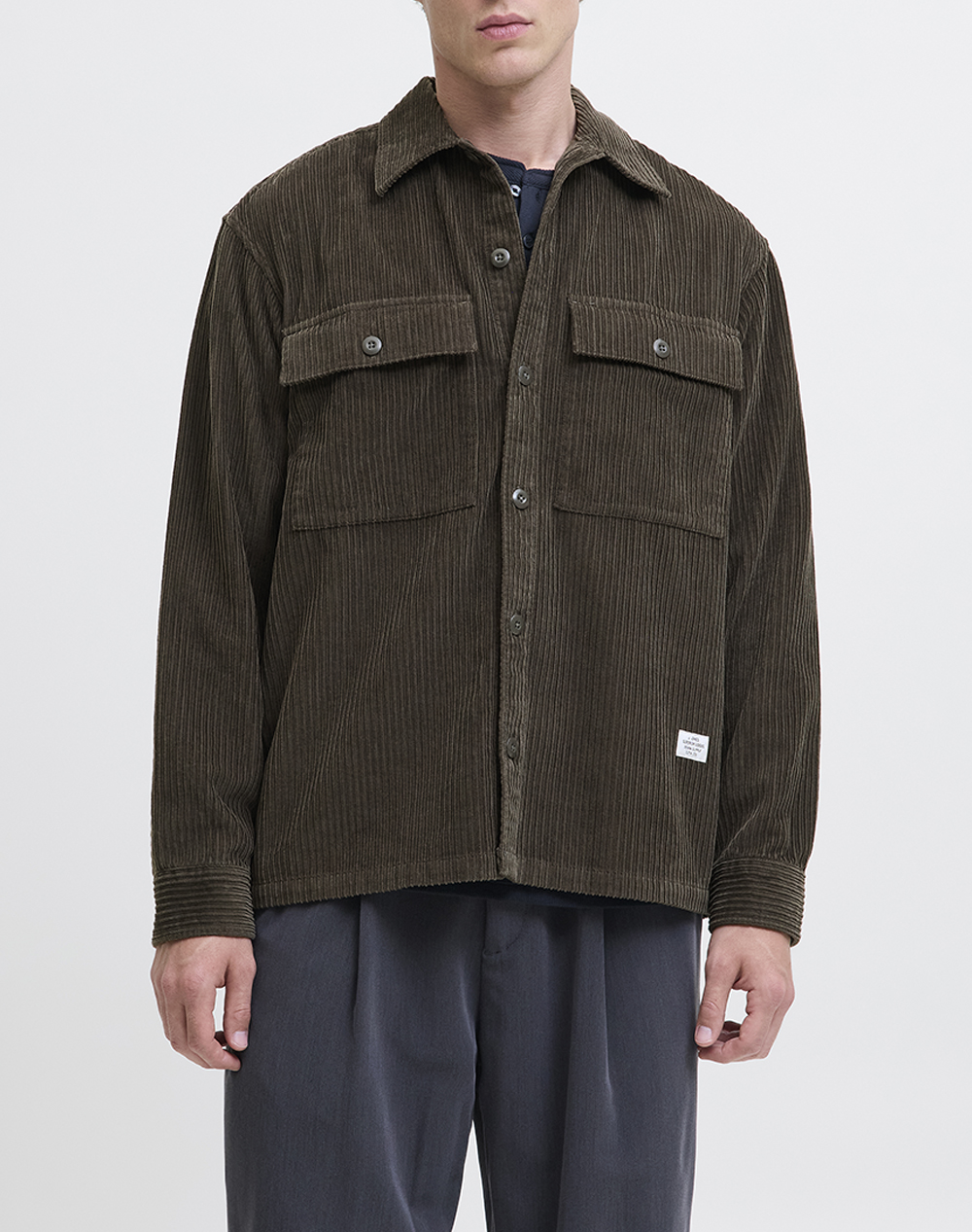 Jack&Jones Jprbluwill Corduroy L/S Overshirt Sn Ανδρας Ρουχα Πουκαμισα Olive Βαμβακι 12282350 Black Olivesolid - Koolfly