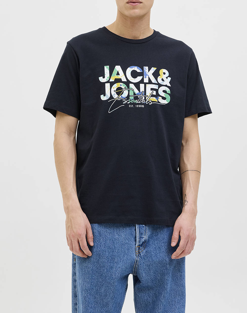 Jack&Jones Jjgeplas Tee Ss Crew Neck Ln Men Clothes T Shirts & Sweatshirts T Shirts Darkblue Cotton 12278523 Sky Captain Male T-Shirts Blue