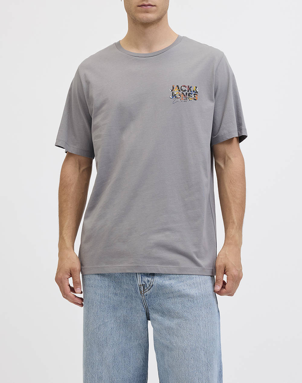 Jack&Jones Jjgeplas Tee Ss Crew Neck Ln Men Clothes T Shirts & Sweatshirts T Shirts Gray Cotton 12278523 Ultimate Grey Male T-Shirts
