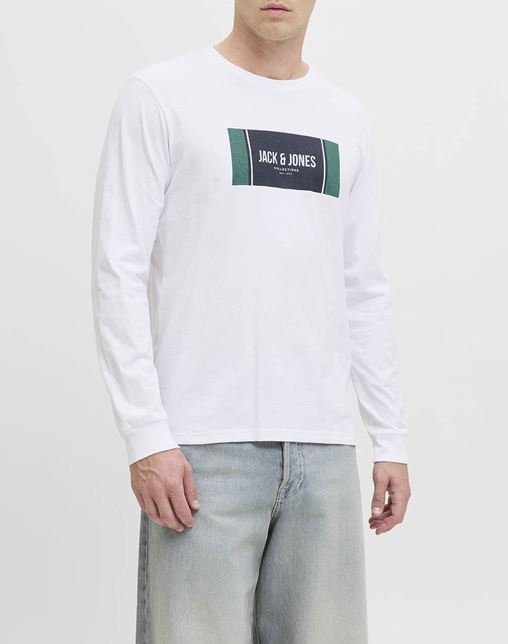 Jack&Jones Jjhayato Tee Ls Crew Neck Bts Men Clothes T Shirts & Sweatshirts T Shirts White Cotton 12282290 White Male T-Shirts