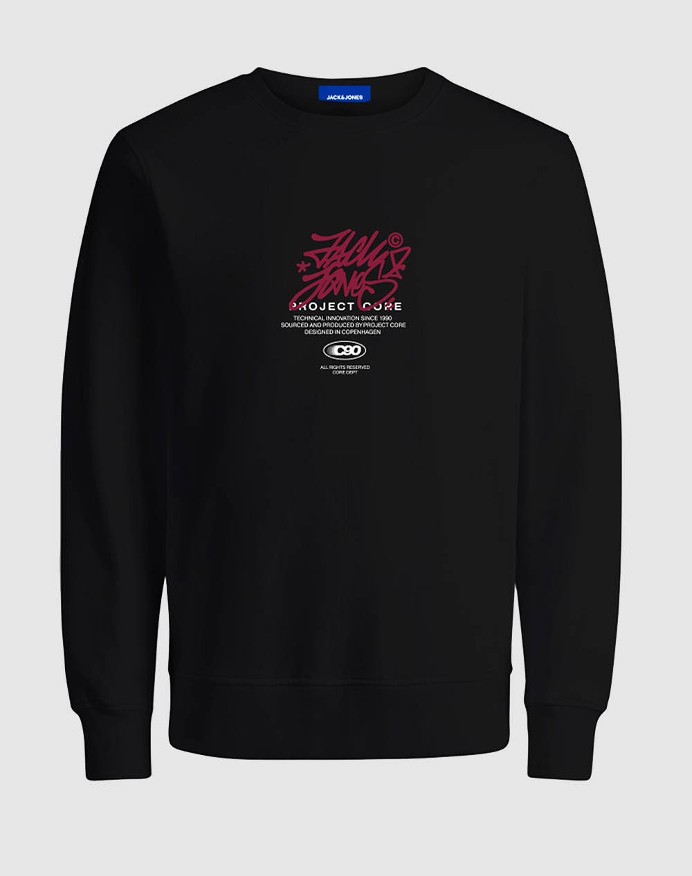 Jack&Jones Jcoscripture Sweat Crew Neck Fst Men Clothes T Shirts & Sweatshirts Sweatshirts Black Cotton,Synthetic 12284448 Black Male Sweatshirts