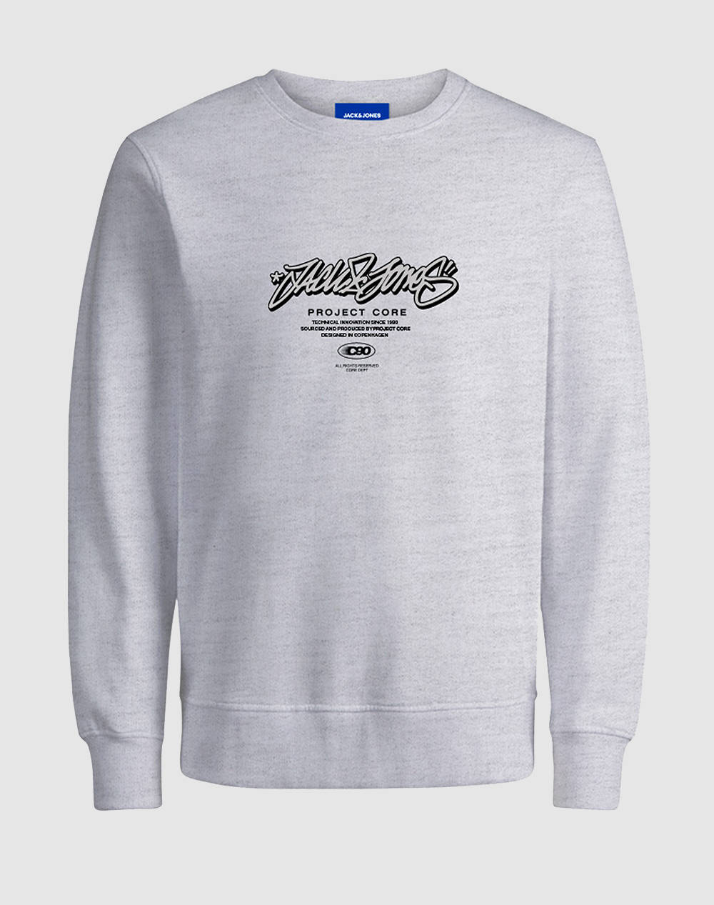 Jack&Jones Jcoscripture Sweat Crew Neck Fst Men Clothes T Shirts & Sweatshirts Sweatshirts Lightgray Cotton,Synthetic 12284448 White Melange Male