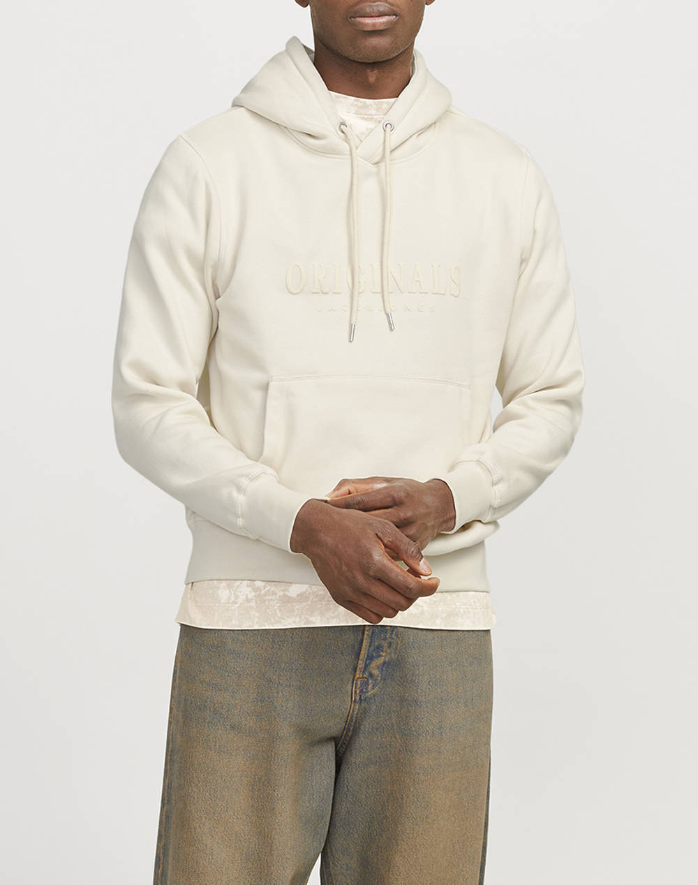 Jack&Jones Jorfrederiksberg Sweat Hood Spa Men Clothes T Shirts & Sweatshirts Sweatshirts Offwhite Cotton,Synthetic 12270541 Antique White Male