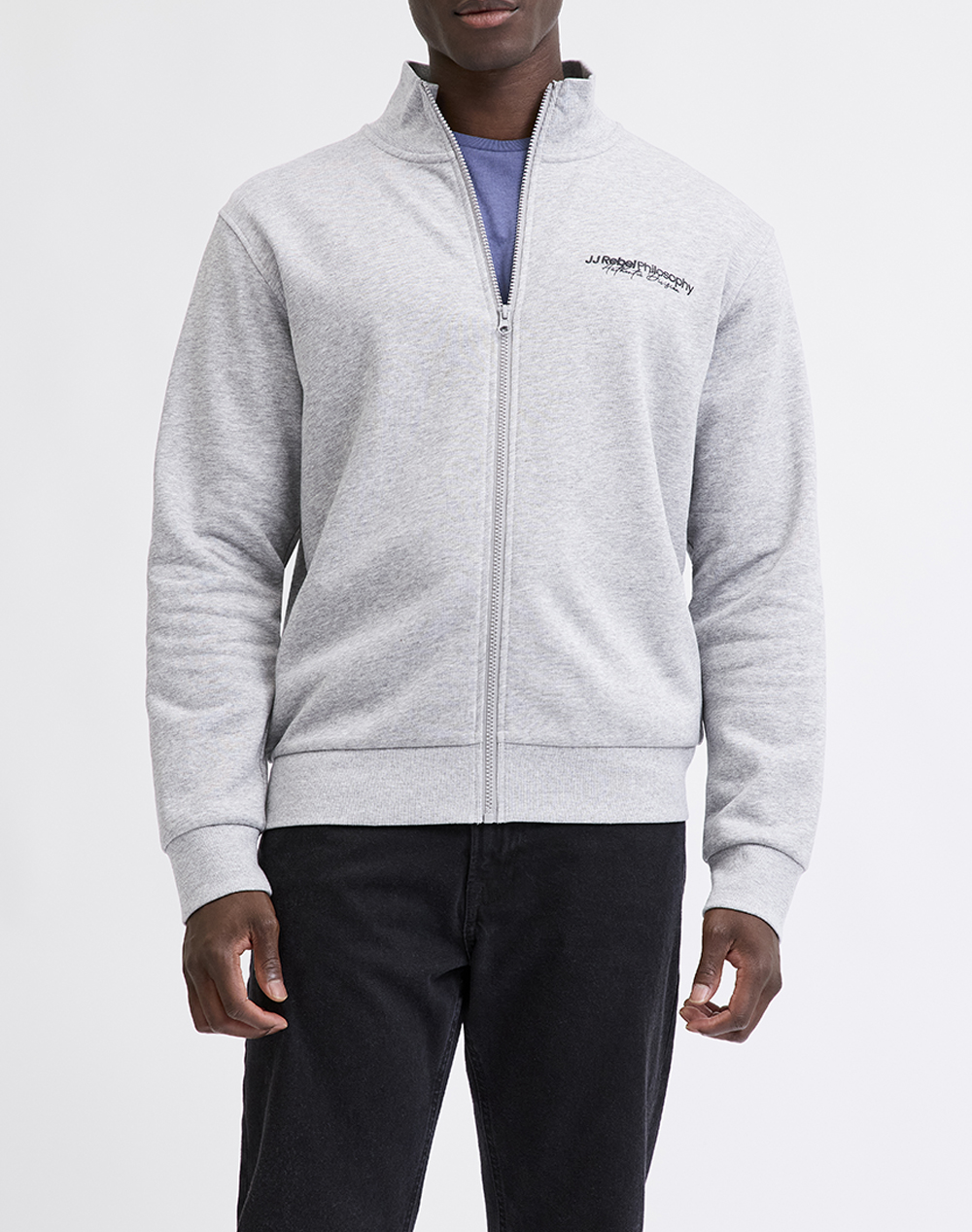 Jj Rebel Jrebzack Sweat Full Zip High Neck Ανδρας Ρουχα Ζακετες Φουτερ Ζακετες Lightgray Βαμβακισυνθετικο 12288059 Light Grey Melange
