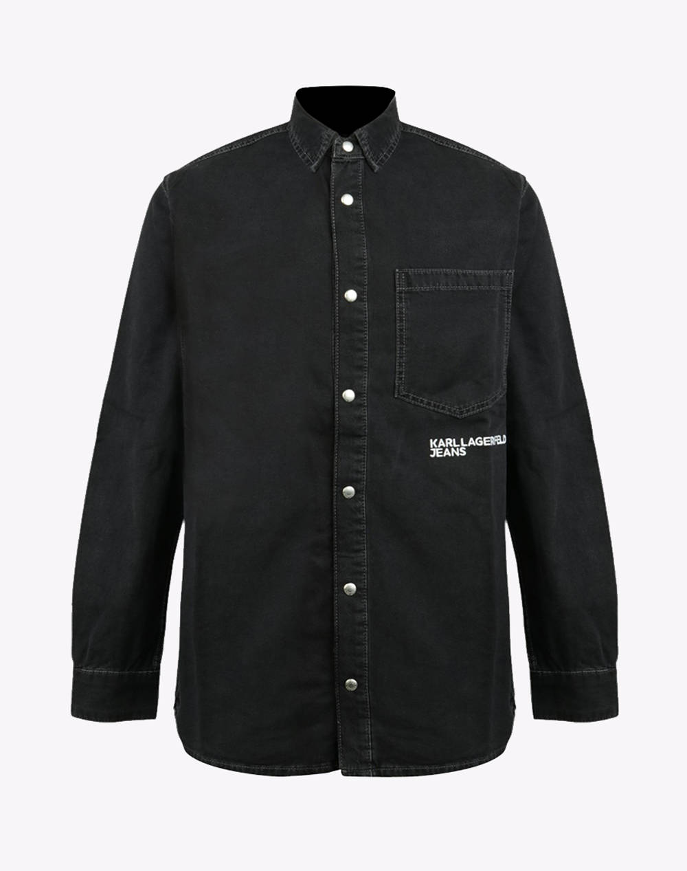 Karl Lagerfeld Jeans Klj Reg Denim Shirt Men Clothes Shirts Denimblack Cotton A3M16001 1Bj Male Shirts Black