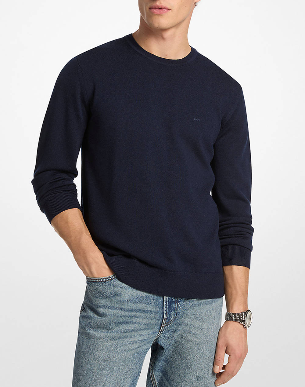 Michael Kors Cf460F77Ap Πουλοβερ Μακρυμανικο Michael Kors Mens Ανδρας Ρουχα Μπλουζες Πλεκτα Darkblue Μαλλι Cf460F77Ap 401