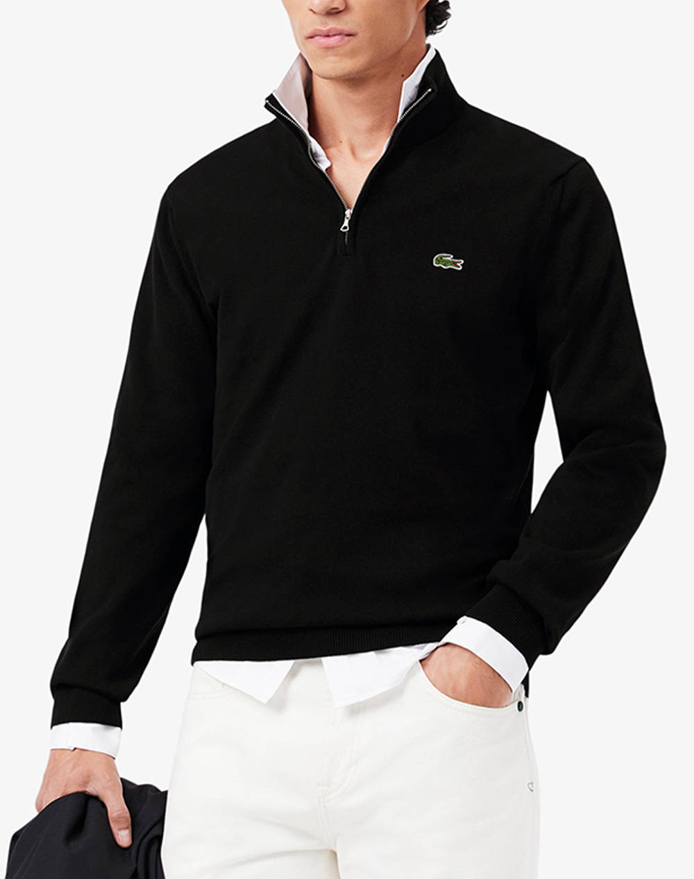 Lacoste Ls Sweater Men Clothes T Shirts & Sweatshirts Knits Black Cotton 3Ah1980 031 Male Knits Black