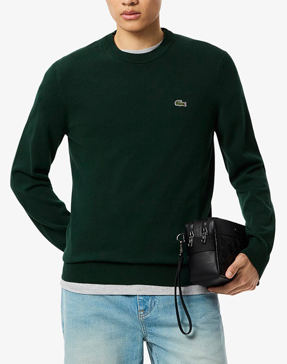 Lacoste Ls Sweater Men Clothes T Shirts & Sweatshirts Knits Darkgreen Cotton 3Ah1985 Yzp Male Knits Green