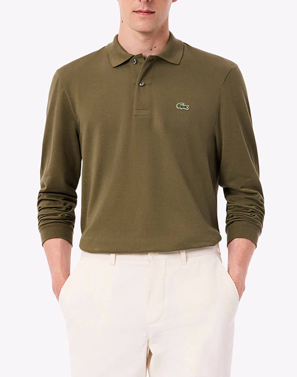 Lacoste Polo Ls T Shirt Men Clothes T Shirts & Sweatshirts Polo Olive Cotton,Elastic 3L1312 E9F Male Polo