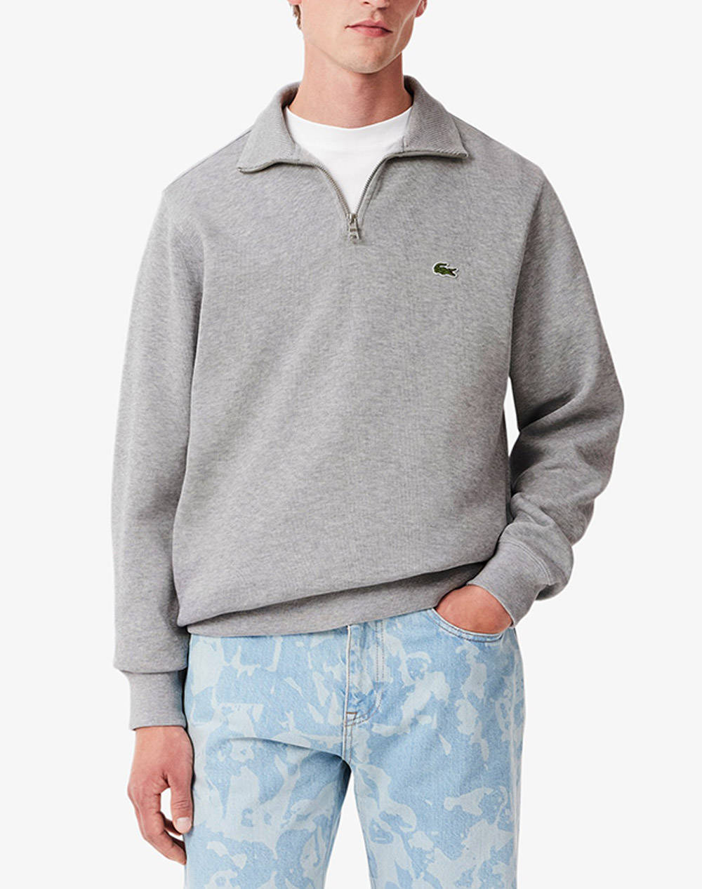 Lacoste Ls Sweatshirt Men Clothes T Shirts & Sweatshirts Sweatshirts Lightgray Cotton 3Sh1927 Cca Male Sweatshirts