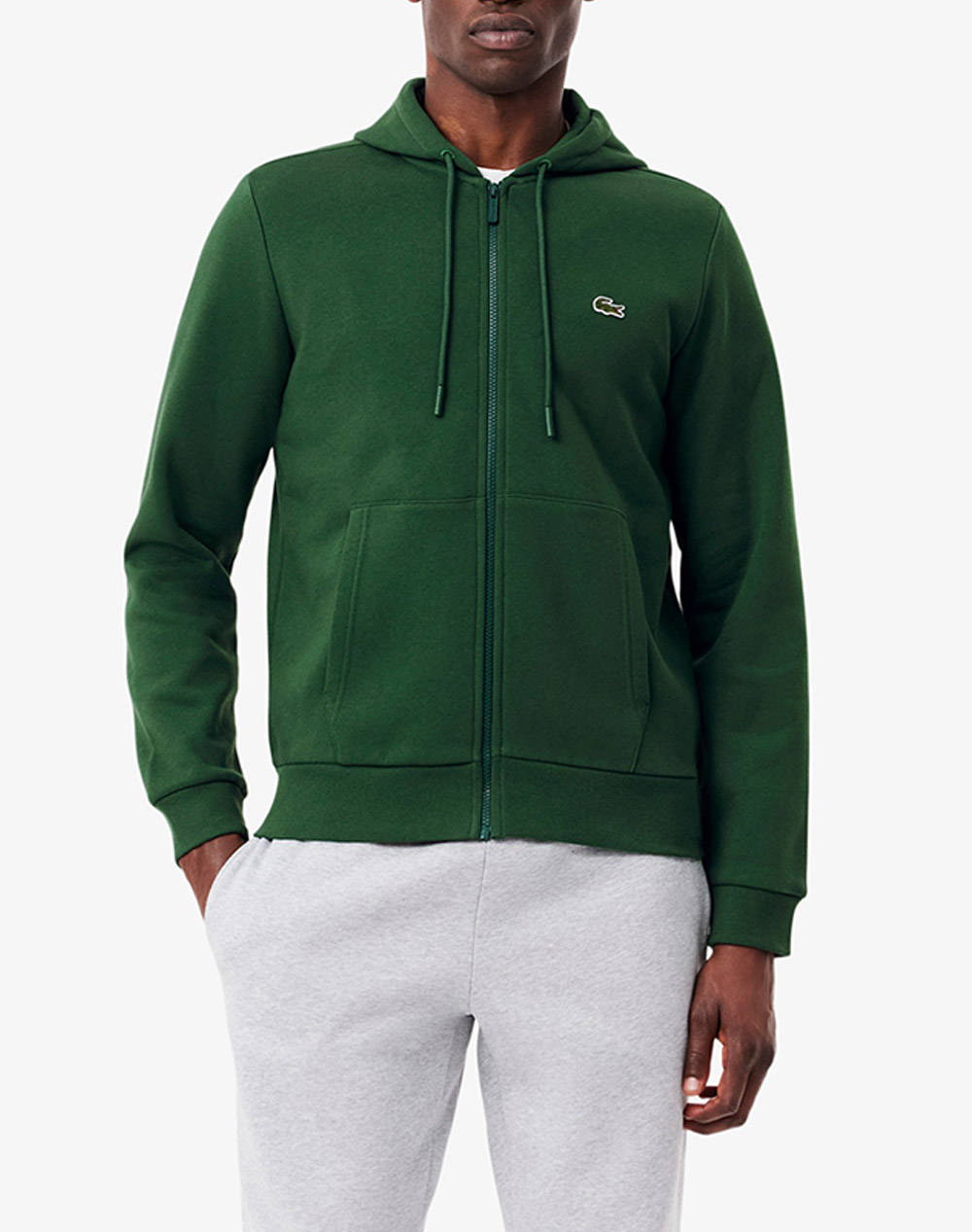 Lacoste Ls Sweatshirt Men Clothes Jackets Zip Through Hoodies Green Cotton,Synthetic 3Sh9626 132 Male Zip Through Hoodies Green