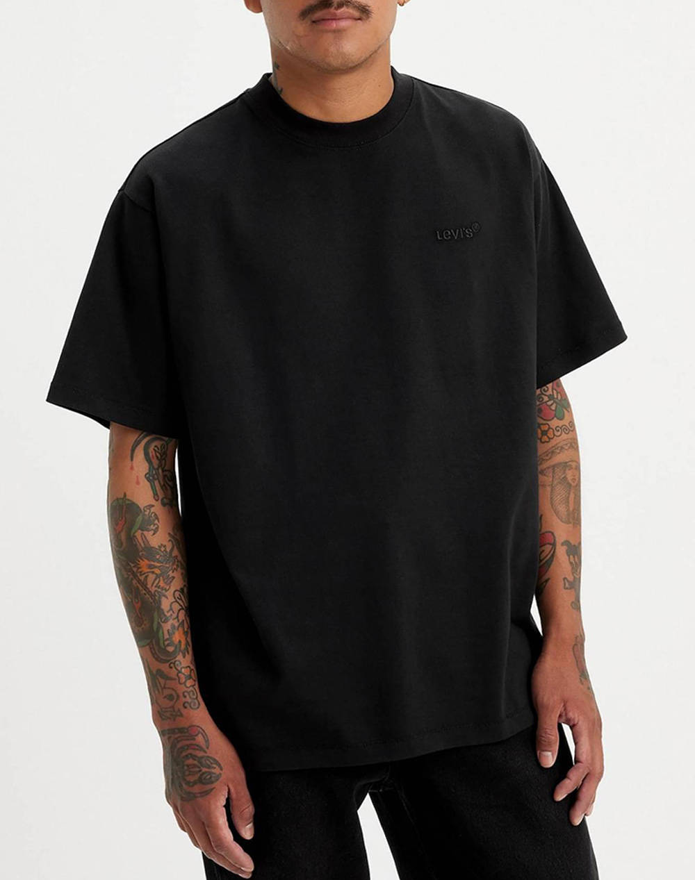 Levis Red Tab Vintage Tee Men Clothes T Shirts & Sweatshirts T Shirts Black Cotton A0637 0001 0001 Male T-Shirts Black