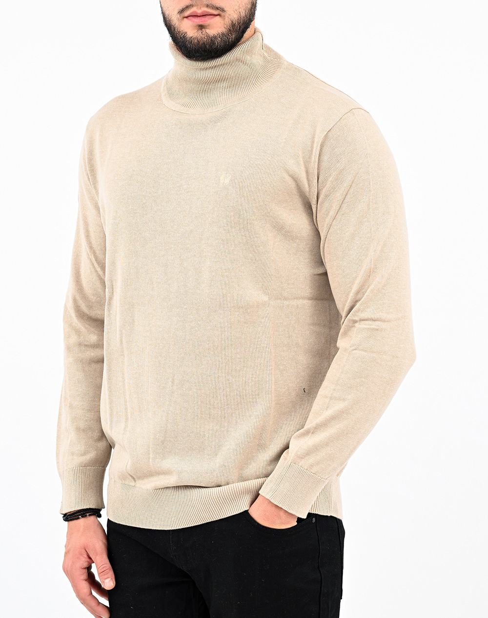 Pre End Pre End Malcom Roll Knit Ανδρας Ρουχα Μπλουζες Πλεκτα Biege Βαμβακι 21 100526 6539 - Koolfly