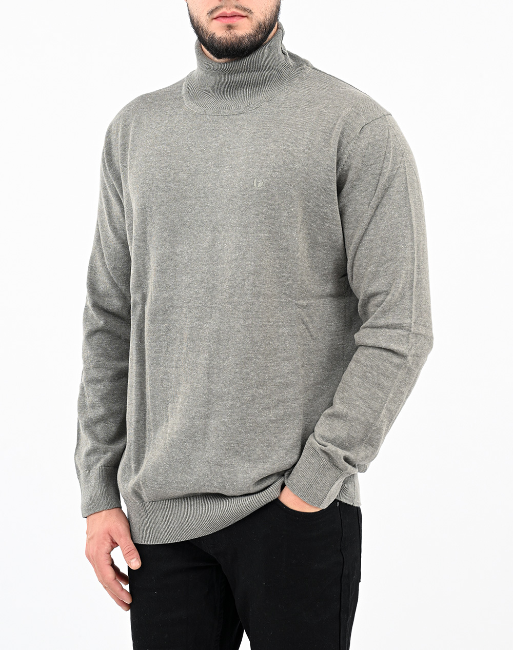 Pre End Pre End Malcom Roll Knit Ανδρας Ρουχα Μπλουζες Πλεκτα Gray Βαμβακι 21 100526 9500 - Koolfly