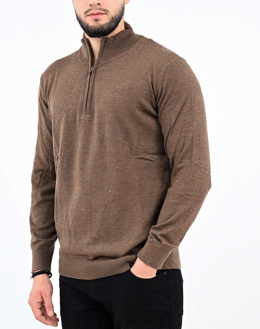 Preend Pre End Malcom Zip Ανδρας Ρουχα Μπλουζες Πλεκτα Brown Βαμβακι 21 100527 6536 - Koolfly