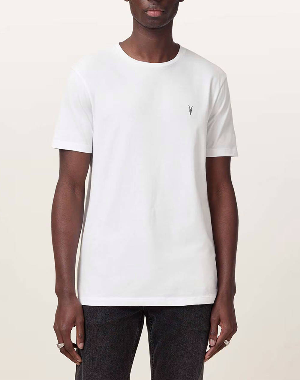 All Saints Brace Ss Crew Men Clothes T Shirts & Sweatshirts T Shirts White Cotton M030Jb Optic White Male T-Shirts