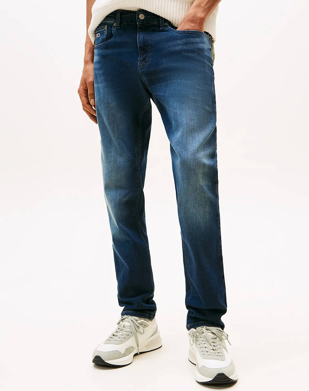 Tommy Jeans Scanton Slim Ai1264 Men Clothes Trousers Jeans Denimblue Cotton,Elastic,Synthetic Dm0Dm21899 1Bk32 Male Jeans Blue