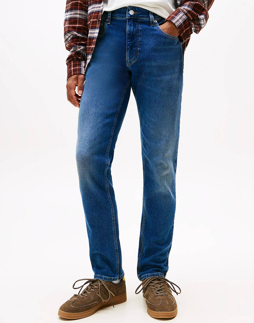 Tommy Jeans Scanton Slim Bi0252 Men Clothes Trousers Jeans Denimblue Cotton,Elastic Dm0Dm22168 1Bk34 Male Jeans Blue