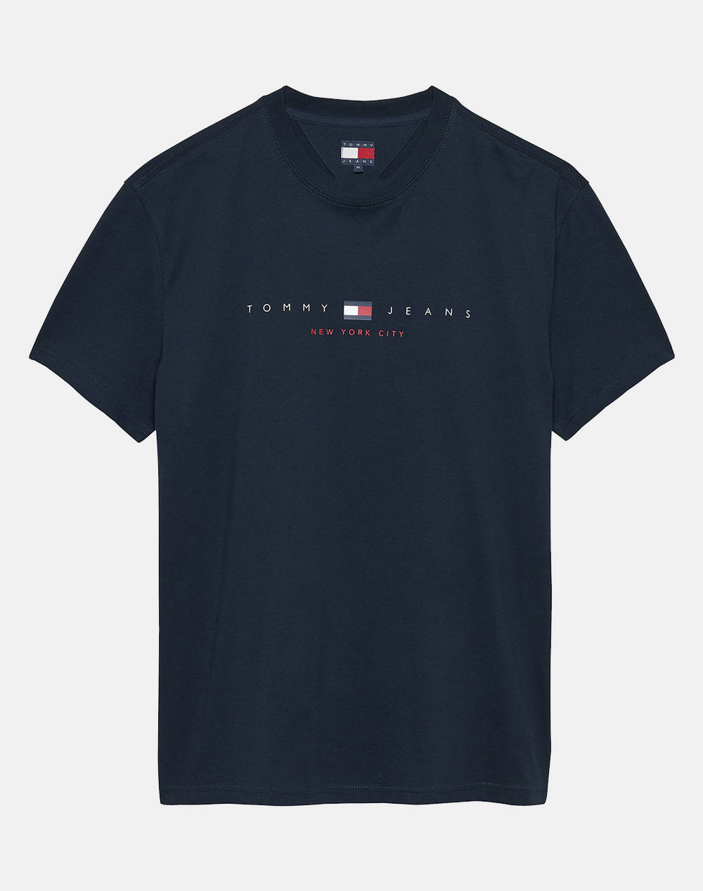 Tommy Jeans Tjm Reg Flag Linear Ss Tee Ext Men Clothes T Shirts & Sweatshirts T Shirts Darkblue Cotton Dm0Dm21911 C1G Male T-Shirts Blue