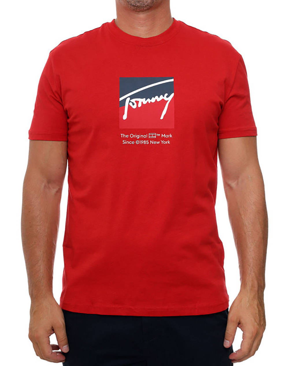 Tommy Jeans Tjm Reg Rwb Dna Tee Men Clothes T Shirts & Sweatshirts T Shirts Red Cotton Dm0Dm21940 Xle Male T-Shirts