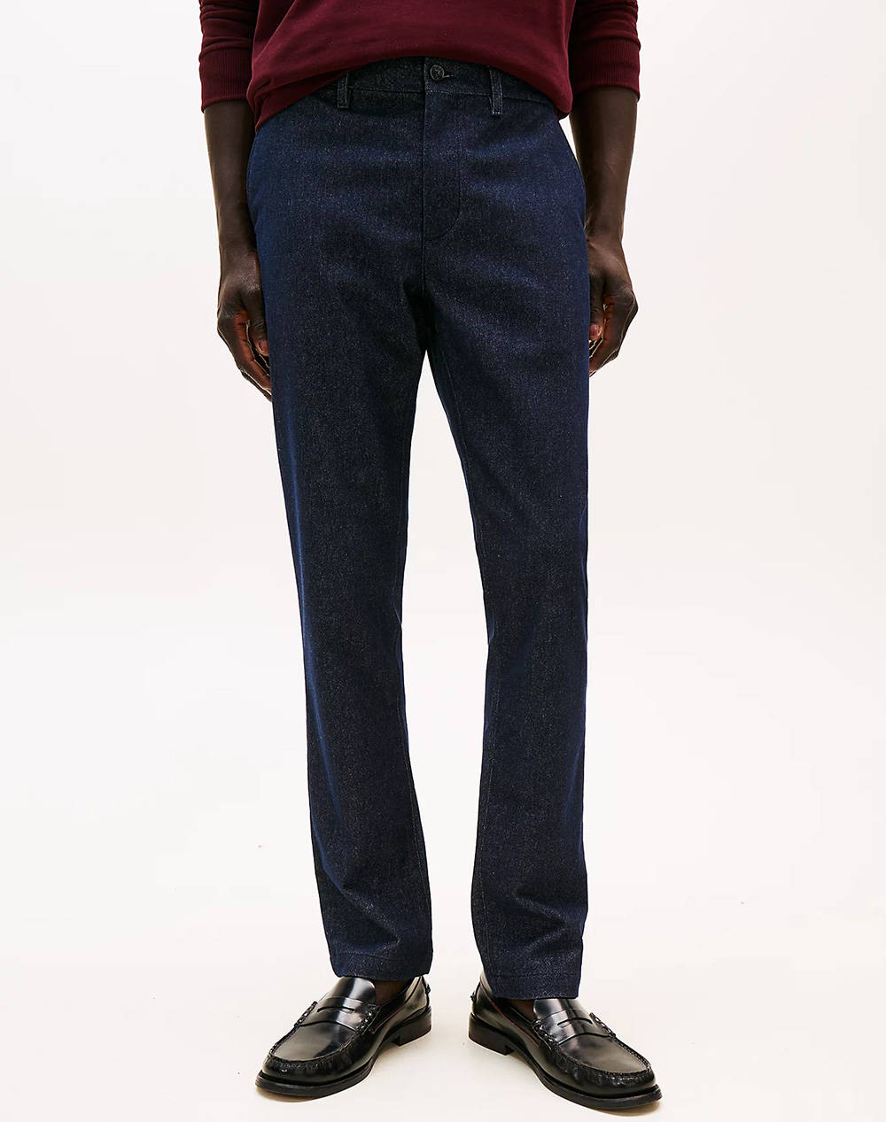 Tommy Hilfiger Bleecker Brushed Marl Men Clothes Trousers Chinos Darkblue Cotton,Viscose,Elastic,Synthetic Mw0Mw41506 Dw534 Male Chinos Blue