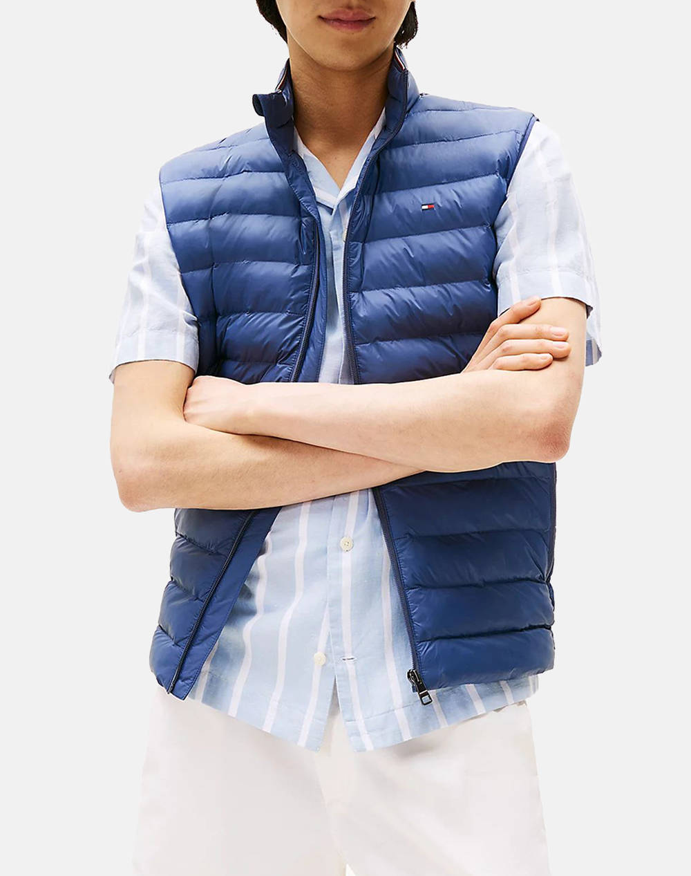 Tommy Hilfiger Packable Recycled Vest Men Clothes Outerwear Vest Jackets Indigo Synthetic Mw0Mw37677 C9T Male Vest Jackets