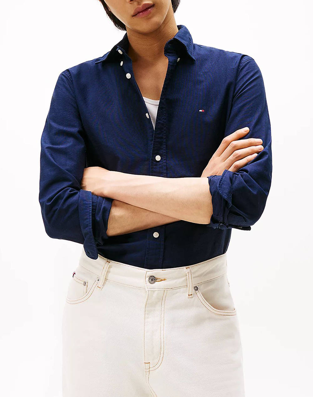 Tommy Hilfiger Solid Heritage Oxford Rf Shirt Men Clothes Shirts Darkblue Cotton Mw0Mw35774 0G0 Male Shirts Blue