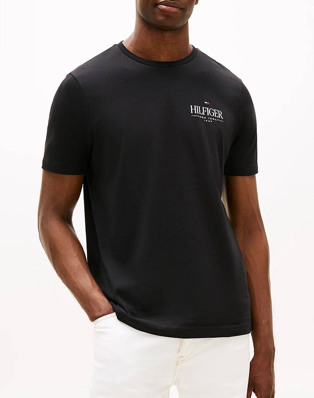 Tommy Hilfiger Hilfiger Stack Tee Men Clothes T Shirts & Sweatshirts T Shirts Black Cotton Mw0Mw39355 Bds Male T-Shirts Black