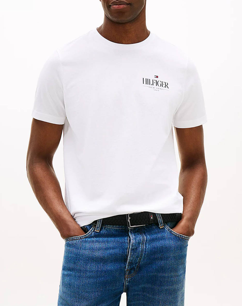 Tommy Hilfiger Hilfiger Stack Tee Men Clothes T Shirts & Sweatshirts T Shirts White Cotton Mw0Mw39355 Ybr Male T-Shirts