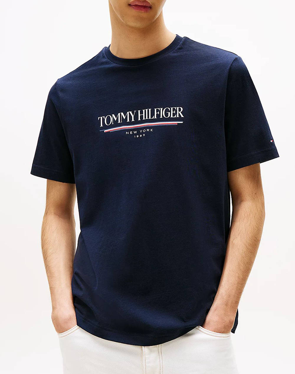 Tommy Hilfiger Brand Love Hilfiger Tee Men Clothes T Shirts & Sweatshirts T Shirts Darkblue Cotton Mw0Mw40324 Dw5 Male T-Shirts Blue