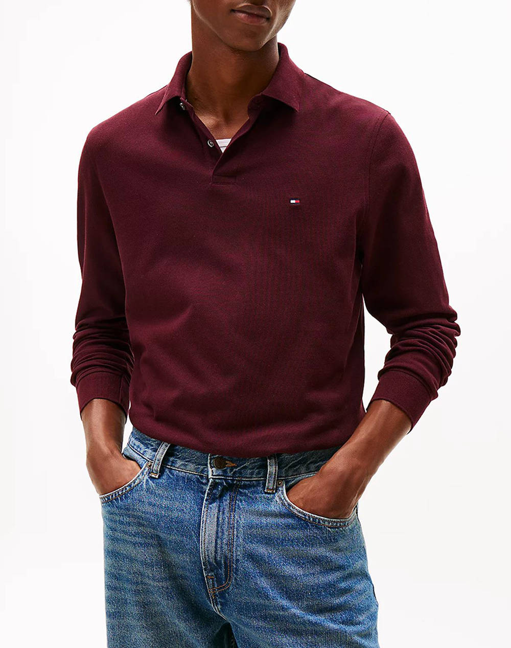 Tommy Hilfiger 1985 Regular Ls Polo Men Clothes T Shirts & Sweatshirts Polo Bordeux Cotton,Elastic Mw0Mw20183 Xih Male Polo