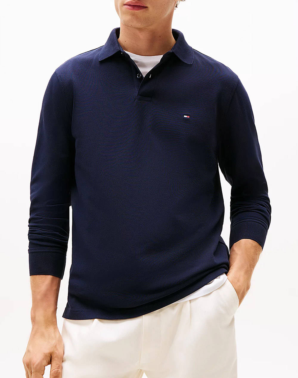 Tommy Hilfiger 1985 Regular Ls Polo Men Clothes T Shirts & Sweatshirts Polo Darkblue Cotton,Elastic Mw0Mw20183 Dw5 Male Polo Blue