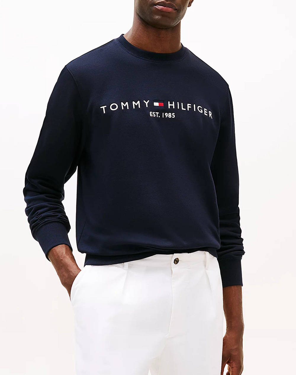Tommy Hilfiger Tommy Logo Sweatshirt Men Clothes T Shirts & Sweatshirts Sweatshirts Darkblue Cotton,Synthetic Mw0Mw11596 Dw5 Male Sweatshirts Blue