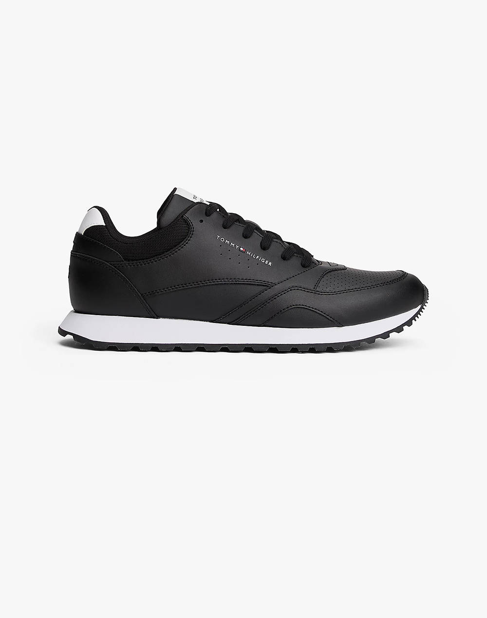 Tommy Hilfiger New Runner Eva Lth Ess Men Sports Shoes Shoes Jetblack Imitation Leather,Leather Fm0Fm05512 0Gx Male Shoes Black