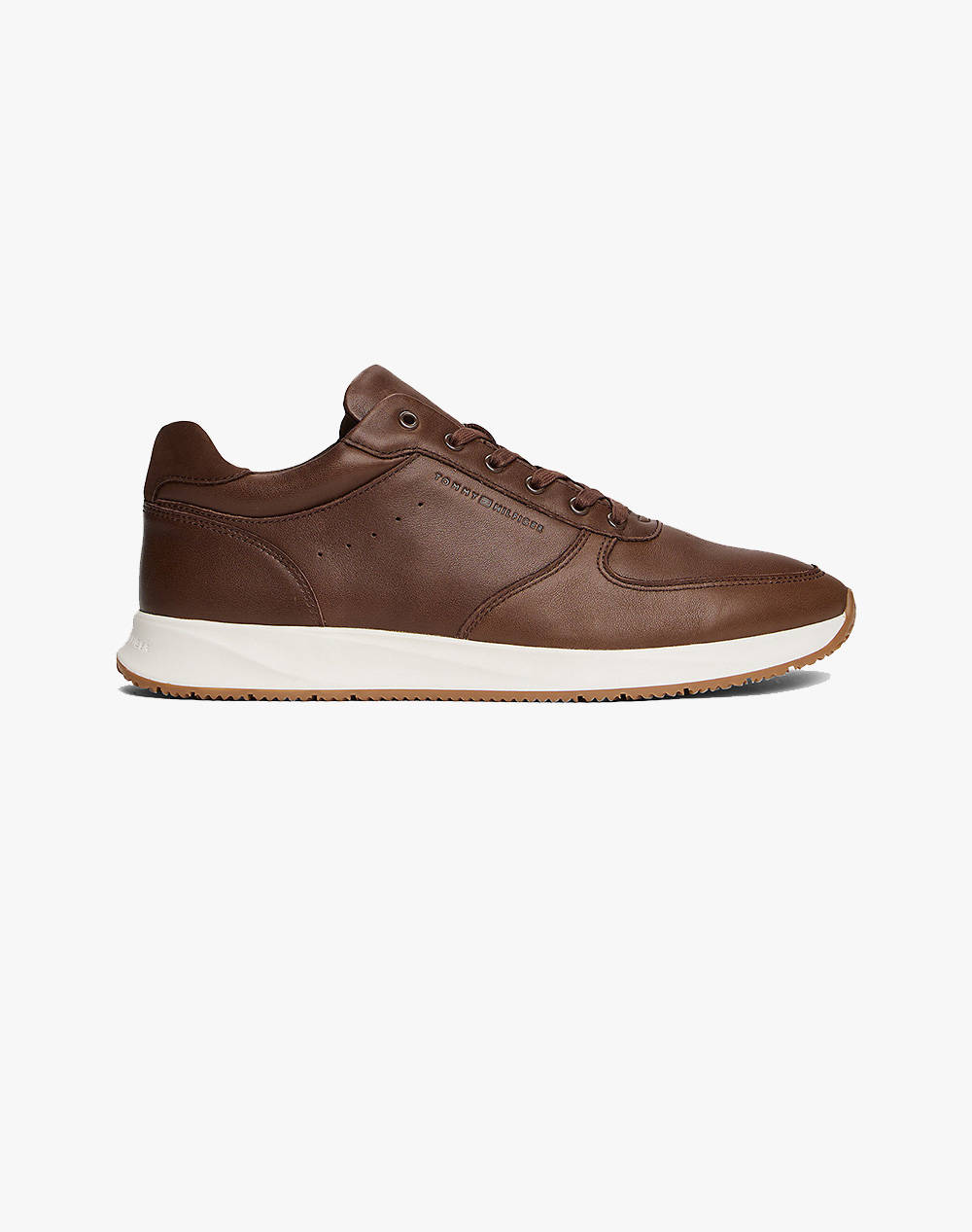 Tommy Hilfiger Premium Leather Hybrid Men Footwear Sneakers Brown Leather Fm0Fm05700 Gv0 Male Sneakers Brown