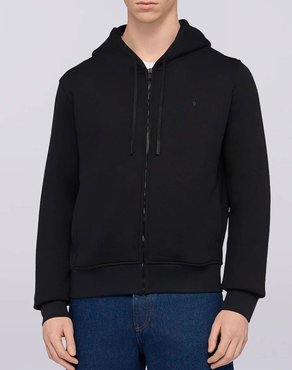Men Clothes Jackets Zip Through Hoodies Black Cotton,Synthetic Mf503F01 033 Male Zip Through Hoodies Black