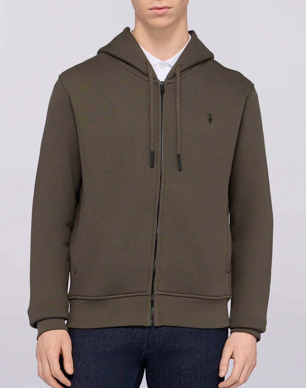 Men Clothes Jackets Zip Through Hoodies Darkolivegreen Cotton,Synthetic Mf503F01 035 Male Zip Through Hoodies Green