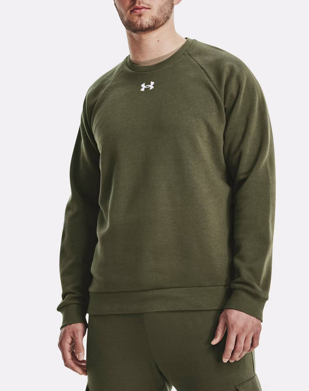 Under Armour Ua Rival Fleece Crew Ανδρας Ρουχα Μπλουζες Φουτερ Olive Βαμβακι,Συνθετικο 1379755 390 - Koolfly