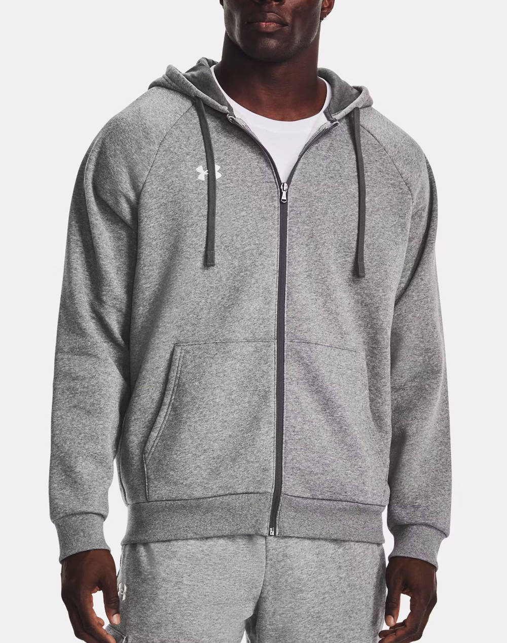 Under Armour Ua Rival Fleece Fz Hoodie Ανδρας Ρουχα Ζακετες Φουτερ Ζακετες Lightgray Βαμβακισυνθετικο 1379767 025