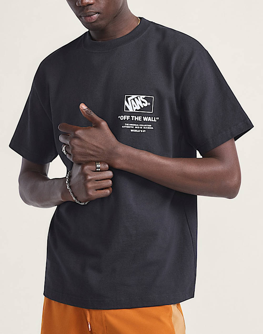 Men Clothes T Shirts & Sweatshirts T Shirts Black Cotton Vn000Pewblk1 Vnblk Male T-Shirts Black