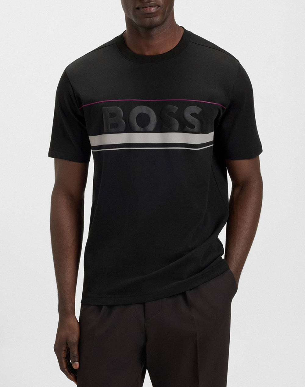 Boss Tee Iconic Zone 10274735 01 Men Clothes T Shirts & Sweatshirts T Shirts Black Cotton 50550113 001 Male T-Shirts Black