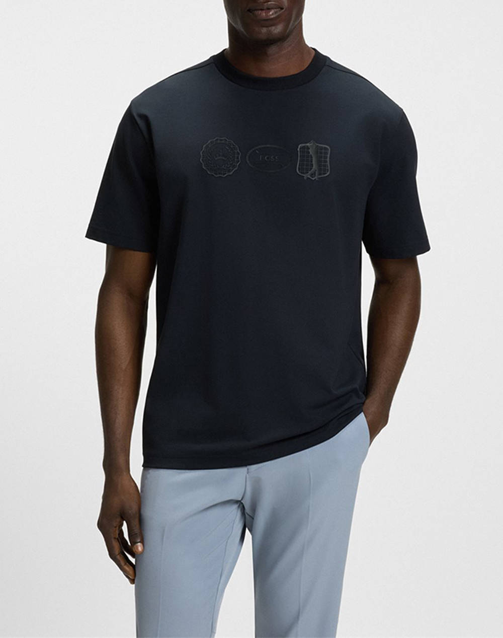 Boss Tee Gl 10273332 01 Men Clothes T Shirts & Sweatshirts T Shirts Darkblue Cotton 50543874 402 Male T-Shirts Blue