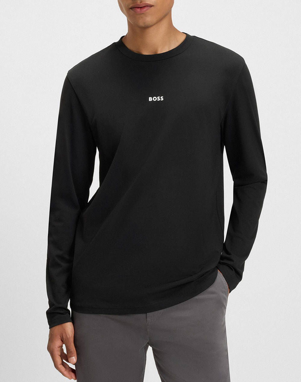 Boss Tchark 10242929 01 Men Clothes T Shirts & Sweatshirts T Shirts Black Cotton,Elastic 50473286 001 Male T-Shirts Black