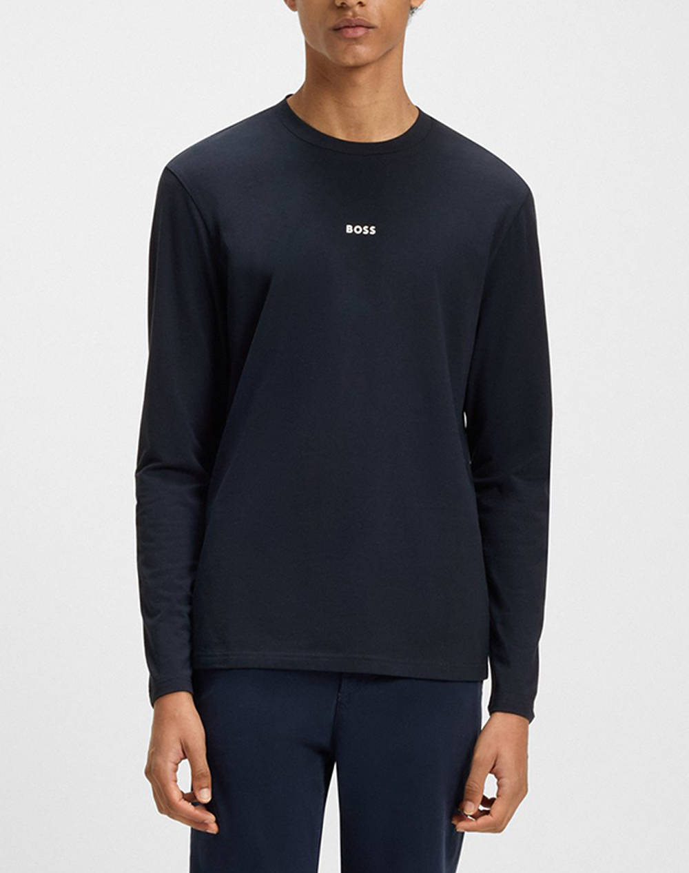 Boss Tchark 10242929 01 Men Clothes T Shirts & Sweatshirts T Shirts Darkblue Cotton,Elastic 50473286 404 Male T-Shirts Blue