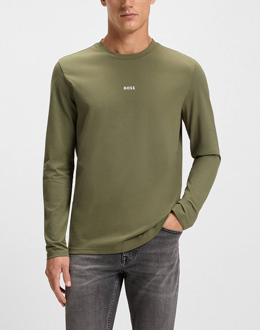 Boss Tchark 10242929 01 Men Clothes T Shirts & Sweatshirts T Shirts Green Cotton,Elastic 50473286 342 Male T-Shirts Green