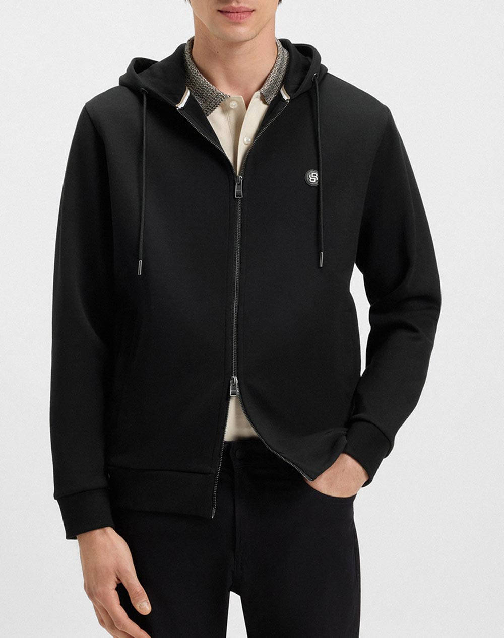 Boss C Spence 01 10262912 01 Men Clothes Jackets Zip Through Hoodies Black Cotton,Synthetic 50520303 001 Male Zip Through Hoodies Black