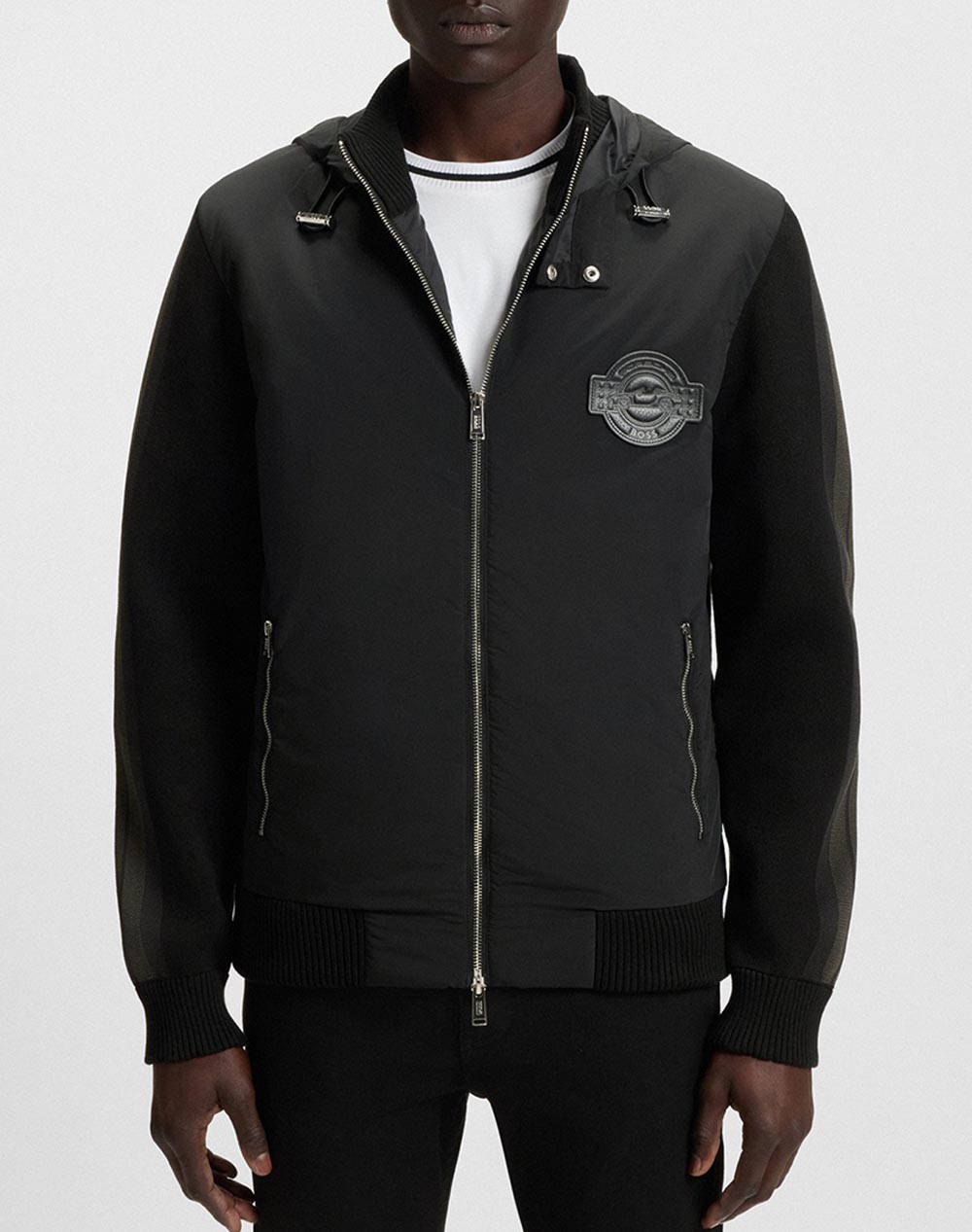 Boss Hybrid_Ps 10272154 01 Men Clothes Jackets Zip Through Hoodies Black Cotton,Synthetic 50543137 001 Male Zip Through Hoodies Black