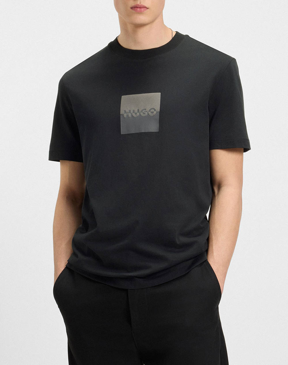 Hugo Dusplit 10266462 01 Men Clothes T Shirts & Sweatshirts T Shirts Black Cotton 50542784 001 Male T-Shirts Black